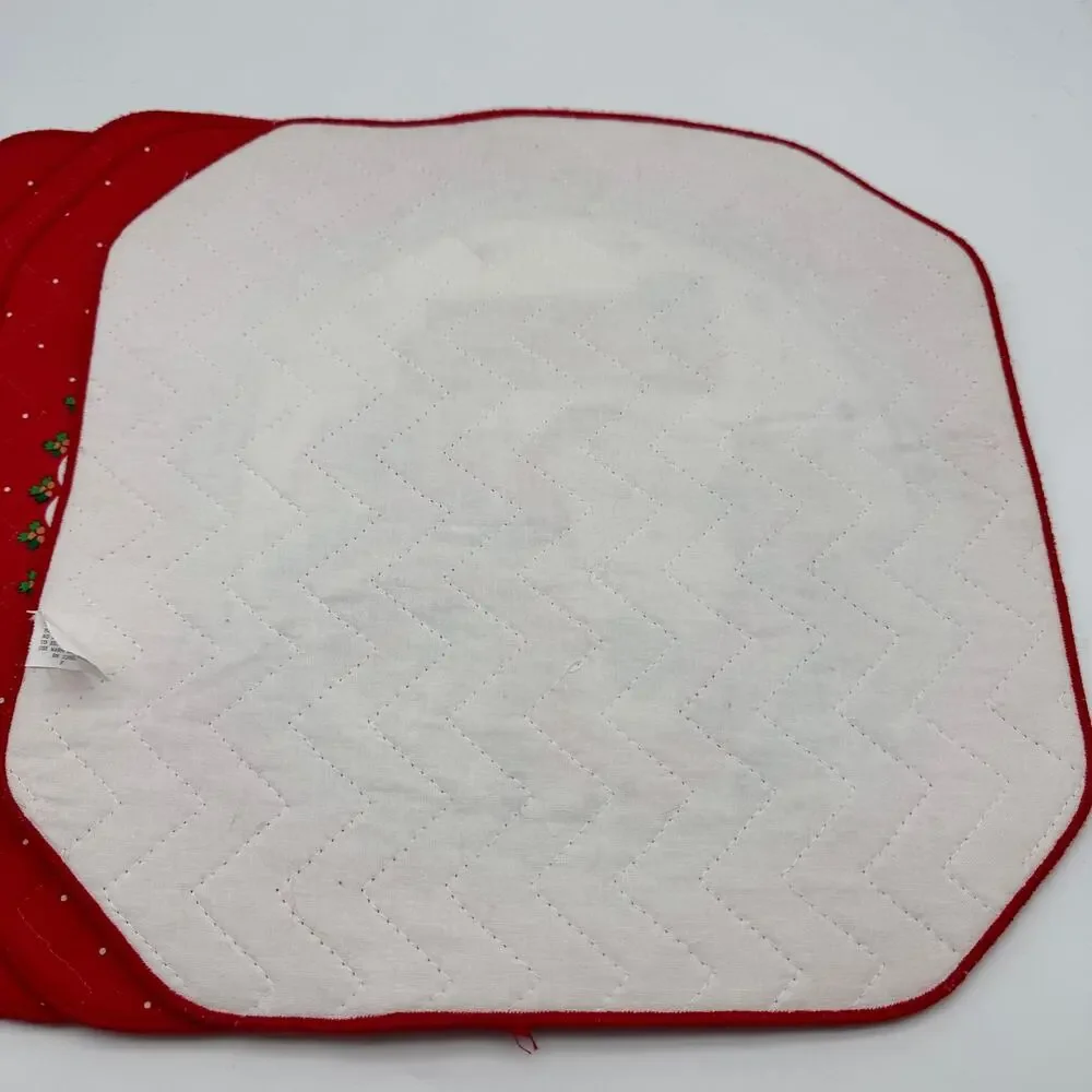 Vintage Franco Christmas Placemats Santa Sleigh Quilted Set of 4